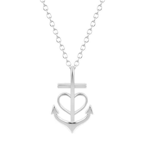 Jewelry - New! Silver Anchor & Heart Sailor Necklace